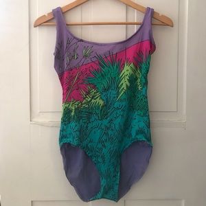 Vintage scoop neck one piece bathing suit